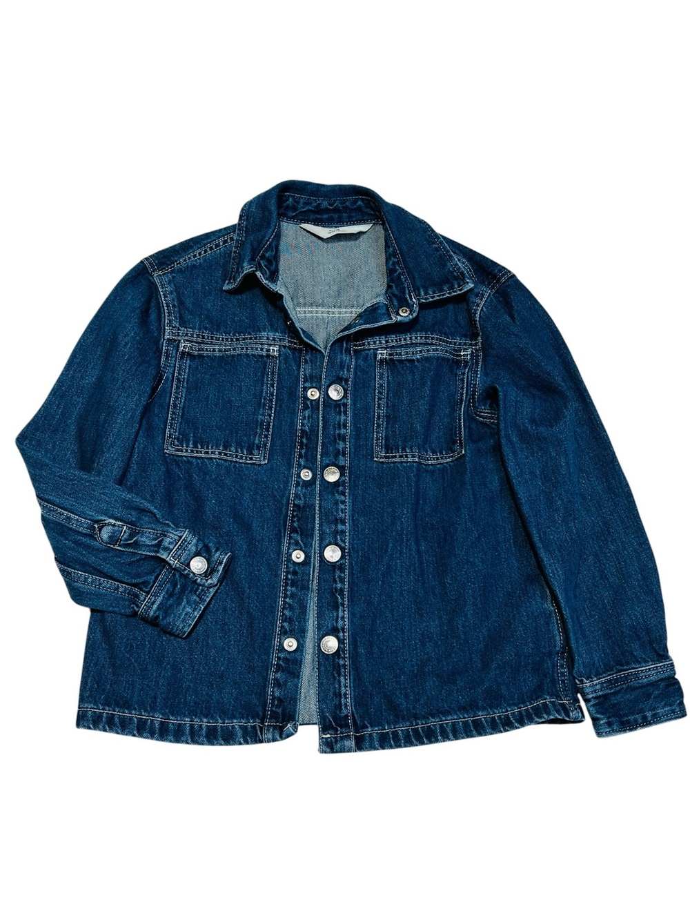 H&M Kids Indigo Blue Denim Shirt Jacket Shacket with Chest Pockets